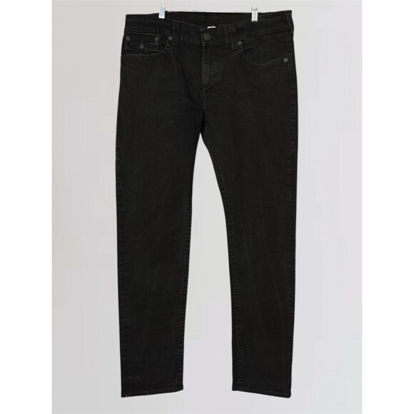True Religion Rocco Flap Pockets Skinny Men’s W38 L34 Black Stretch Jeans - Picture 2 of 10